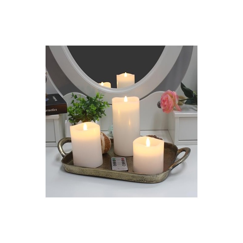 Stonebriar 3 Pack White Real Wax Assorted Size Flameless LED