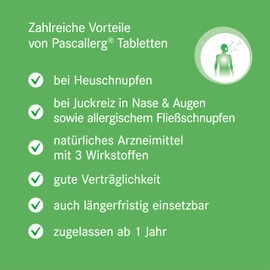 Pascoe Pascallerg: for hay fever - for allergic itching in the nose and eyes - supports with allergic flow rhinitis - with wild jasmine - gluten-free - from 1 year (5 x 100 tablets)