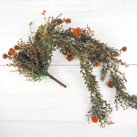 Unbranded Fall Pincushion Drip Garland 32" Long Autumn Fall Floral Natural Tan Minimalist