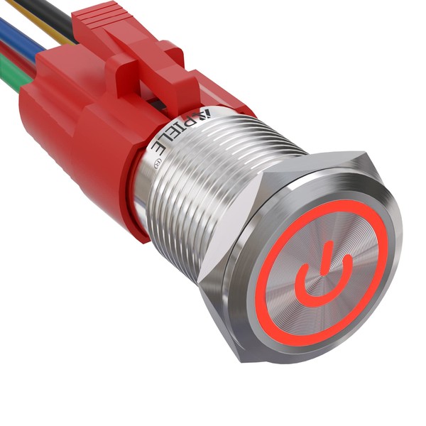 APIELE 16 mm Locking Push Button Switch 3/4 Inch 12