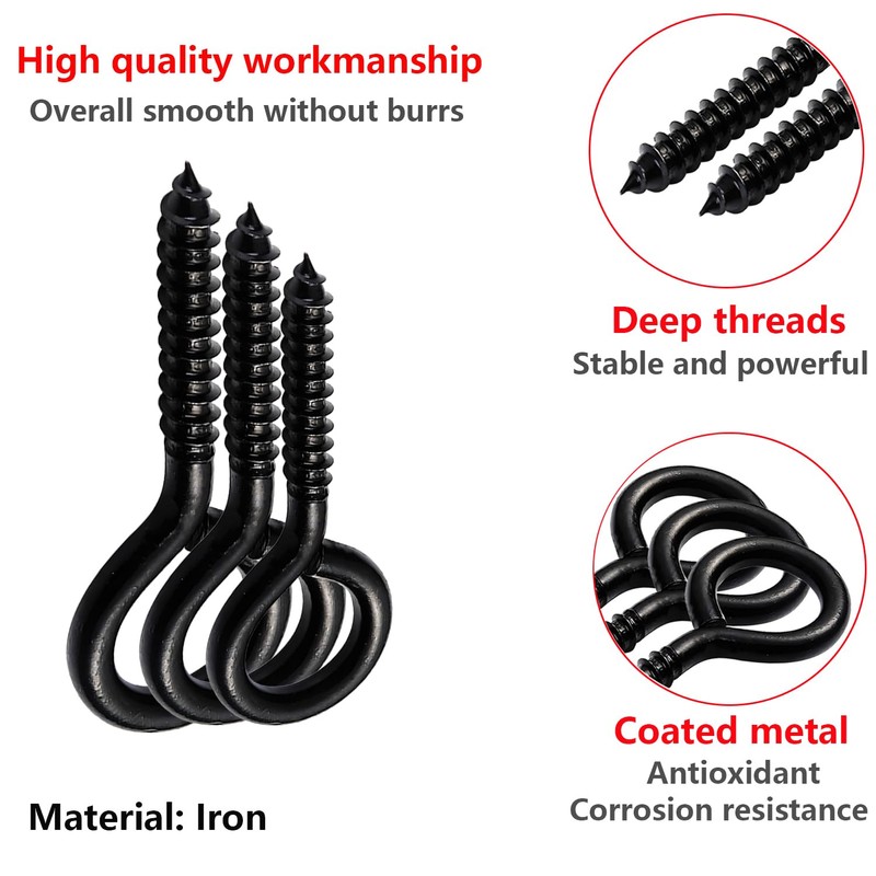 Qrity Pack of 10 Eyelet Screws 50 mm, Screw Ring,