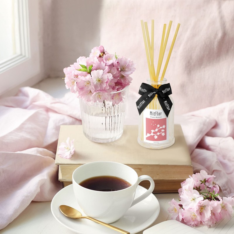 Cherry Blossom Reed Diffuser Set, MitFlor Premium Home Fragrance Diffuser