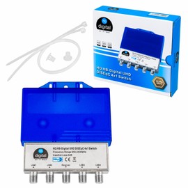 2 x HQ DiseqC Switch 4/1 with Weatherproof Housing HB-DIGITAL 4X SAT LNB 1 x Subscriber / Receiver for Full HDTV 3D 4K UHD + 10 x Gold-Plated F-Connector Gold-Plated
