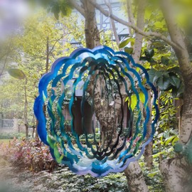 Dolphin Wind Spinner for Yard and Garden Wind Spinner Outdoor Mental Kinetic Dolphin Hanging Lawn Ornaments Dolphin Gifts Outdoor/Indoor Dolphin Decor with 3D Visual Effect (Dolphin, 12''-1pc)