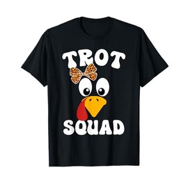 Thanksgiving Leopard Coquette Bow Running Turkey Trot Squad T-Shirt