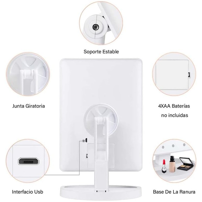 LUMEZING Espejo luz led Maquillaje de Alta definición con 22