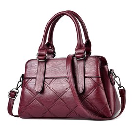 DORRISO Fashion Simple Handbag Women's Medium Handbag Classic Shoulder Bag with Carry Handle for Holiday Business Travel Afternoon Tea Shopping Women PU Leather Tote Bags, red, Fashionable