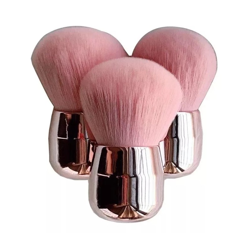 ZzDog Brocha Kabuki Redonda Suave Base Crema O Polvo Rosa