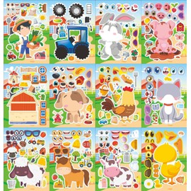 12 pcs Unicorn Kids DIY Make a Face Stickers,Make Your Own Personalized Cartoon Stickers for Kids,for Crafts Activities Bags Birthday Party Favors Valentines Day Gifts for Classroom (Monkey)