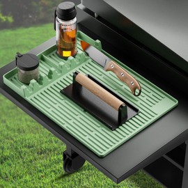 visnfa Silicone Griddle Tools Mat for Blackstone, Heat Resistant Spatula Mat, BBQ Grill Tool Rest, Silicone Grill Pad，Blackstone Griddle Accessories for Kitchen, Cooking & Countertop（Green）