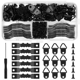 Auauraintt Pack of 251 Picture Hooks, Black, Picture Hooks for Nailing with Screws, Picture Frame Sorting Hooks, Picture Hanger Set with Screwdriver and Compartment Box, for Home, Office, Photo,