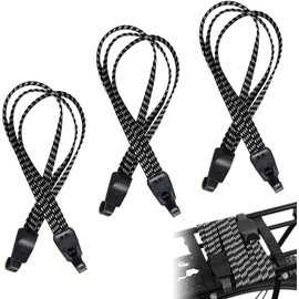 3 tensores de Equipaje para Bicicleta, Tensor de Goma con Ganchos, Correas tensoras para portaequipajes, Correas tensoras elásticas, Correas Ajustables para Moto, Bicicleta, Mochila