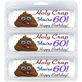 Happy Birthday Mini Toilet Paper | Great Gag Gift | Cute Party Favor | Useful Gift Idea | Holy Crap Humor (3-Pack) (091 Holy Crap 60th Birthday)