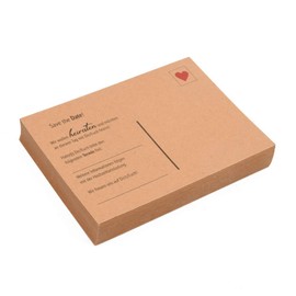 ewtshop® Wedding Invitation Cards Save the Date 10.5 x 14.8 cm Wedding Cards Made of High-Quality Kraft Paper Vintage Postcards