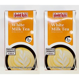 Gold Kili White Milk Tea, Double Shot, Smooth & Aromatic, 8 Sachets, 9.88 oz,2 Packs