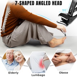 Toenail Clippers for Thick Nails for Seniors, Angled Head Long Handled Toe Nail Clippers for Seniors Men with Wide Jaw Opening, Heavy Duty Large Finger Nail Clippers Adult Cutter with Catcher