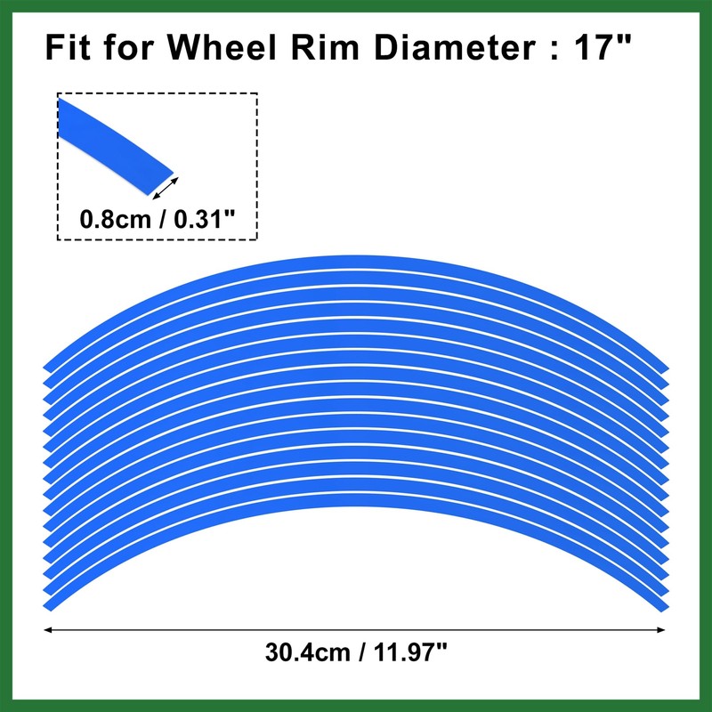 Motoforti 16pcs Fit 17" Wheel Motorbike Wheel Rim Sticker Strip