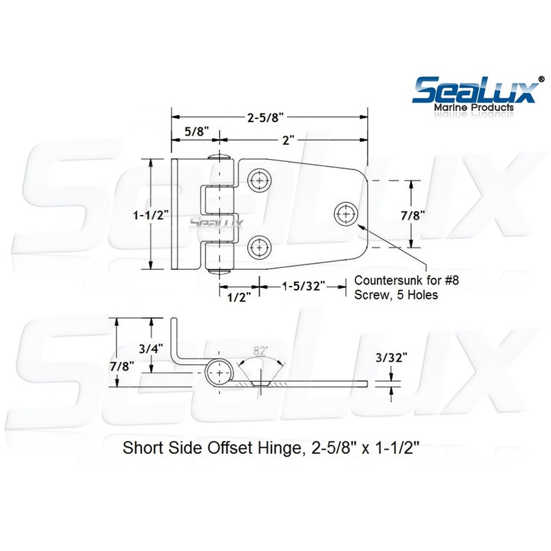 SeaLux Marine Stainless Steel Offset Short Side 2-5/8" x 1-1/2"