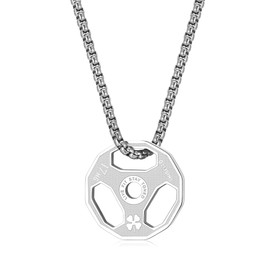 AILUOR Men Women's Dumbbell Pendant Necklace, Stainless Steel Couples Barbell Pendant Fitness Gym Sports Dumbbell Weight Lifters Barbell Chain Jewelry (Silver01)