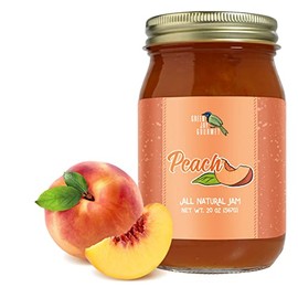 Green Jay Gourmet Peach Jam - All-Natural Fruit Jam with Peaches & Lemon Juice - Vegan, Gluten-free Jam - Contains No Preservatives or Corn Syrup - Made in USA - 20 Ounces
