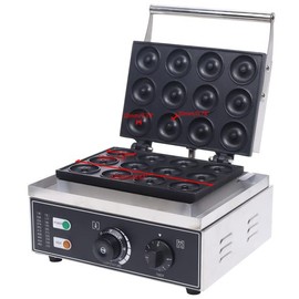 Electric Donut Maker Machine, 12Pcs Stainless Steel Commercial Doughnut Maker Nonstick Donut Baker Machine 110V 1550W Pancake Baker Maker Donut Machine