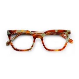 eyebobs - Overlook | Premium Women's Reading Glasses | Cat-Eye Frames for Average Faces, Teal and Brown Marble, 3.50