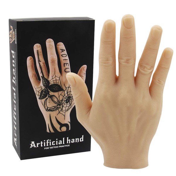 Autdor - Mano de práctica de tatuajes de silicona premium para práctica de la piel de tatuaje, tatuaje y principiantes (mano izquierda)