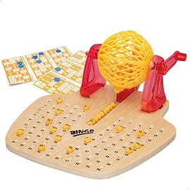 COLORBABY CB Games 49666 - Bingo de Mano de Madera, Juego de Mesa para niños y Adultos, Juego de Bingo, Juegos Familiares, Rojo, Juegos clásicos de
