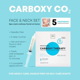 Name Skin Care Korean Carboxy CO2 Therapy Face & Neck Mask Set of 5 - Hydrating Oxygen Carboxytherapy Skincare Sheet Masks - Moisturizing Anti Aging P