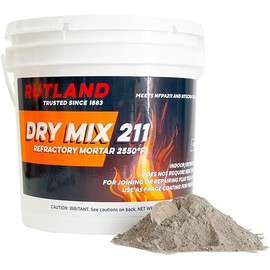 Rutland Dry Mix 211 Refractory Mortar, Masonry & Fire Brick Cement, No Heat Cure Required, Dark Gray, 2550F, 10 lb Pail