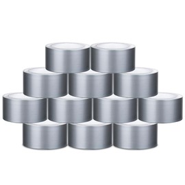 XUXU 12Pack Duct Tape Heavy Duty Waterproof Strong Adhesive Silver Duct Tape Bulk for Indoor Outdoor Repairs Tear by Hand 240 Yards x 2 Inch Total