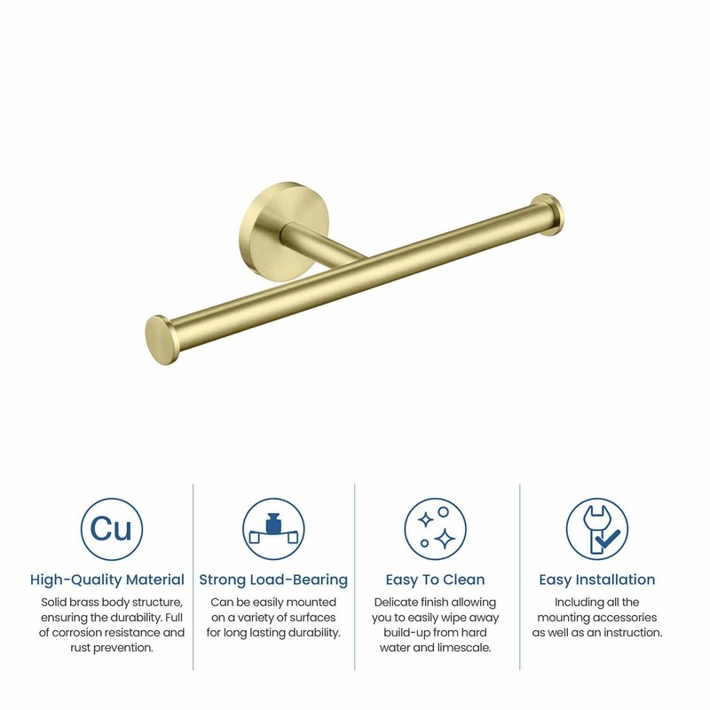 KIBI Circular Double Toilet Paper Holder for Bathroom, Solid Brass