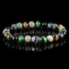 Crucible Stainless Steel Skull Onyx, Labradorite, Green Tiger Eye, Moss
