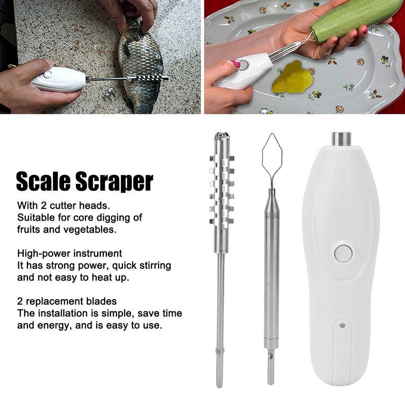 Electric Scale Scraper Portable Vegetable Corer with Replaceable Blade Fruit