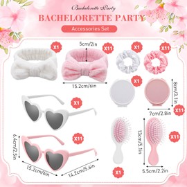 Reallnaive 60 Pcs Spa Sleepover Party Supplies Bachelorette Party Accessories Including Hair Brushes Heart-shaped Glasses Mirrors Spa Headbands Hair Ties for Wedding Bridesmaid Gifts Sleepover Favors