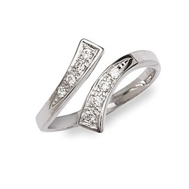 JewelryWeb 925 Sterling Silver Bypass Cubic Zirconia Adjustable Toe Ring (10mm x 15mm)