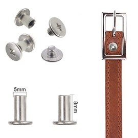 Hezhou 50 Pairs of Chicago Screws 5 mm x 8 mm Binding Screws Binding Screws Kits Metal Round Head Chicago Fixing Screw Rivets for DIY Leather Decoration Bookbinding Screws