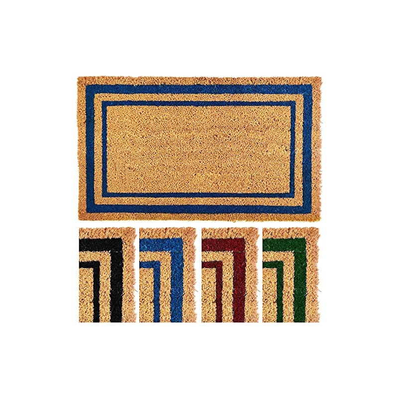 Ecomills Blue Border Coco Coir Doormat, 22" x 36" -