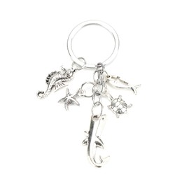 Stylish Alloy Key Ring, Fish and Seahorse Couples, Gift for Women and Girlfriends, Ideal as a Birthday Gift or Small Gifts, Birthday Gift for Women, silver, S