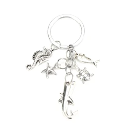 Stylish Alloy Key Ring, Fish and Seahorse Couples, Gift for Women and Girlfriends, Ideal as a Birthday Gift or Small Gifts, Birthday Gift for Women, silver, S
