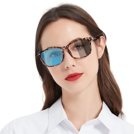 MARE AZZURO Photochromic Bifocal Reading Glasses 2.5+ Women Blue Light Outdoor Readers 1.0 1.25 1.5 1.75 2.0 2.25 2.5 2.75 3.0 3.5 (Leopard, 2.50)