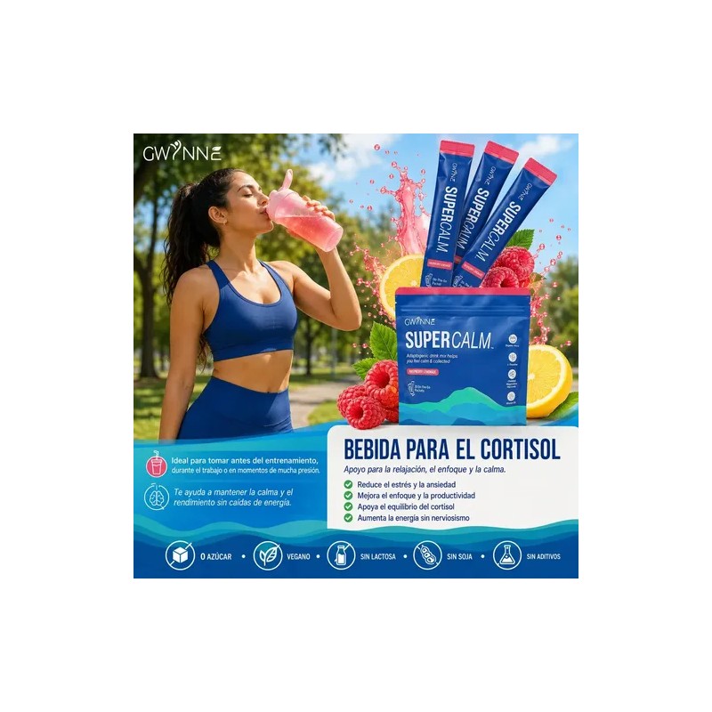 Gwynne Supercalm Polvo Nutricional Rico Complejo Magnesio Teanina Sobres