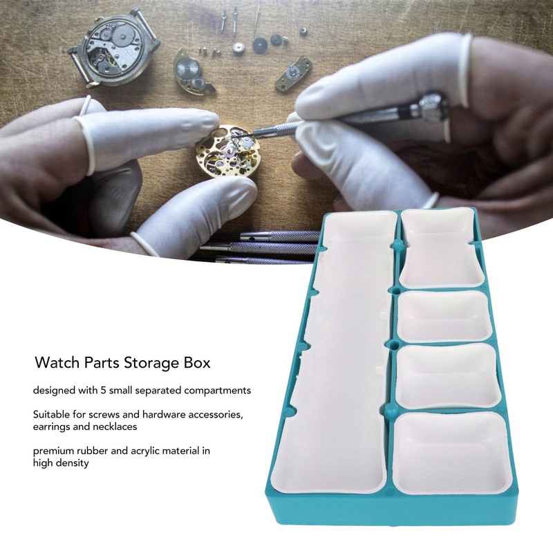 Watch Parts Storage Box Stackable 5 Compartments Acrylic Rubber Watch