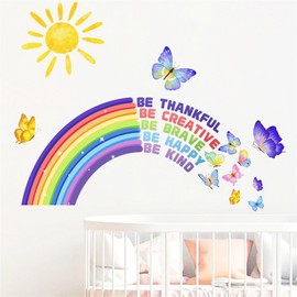 Condessacity Rainbow Large Stylish Wall Sticker Inspirational English Letter Bible Butterfly Wallpaper Sticker Sun Wallpaper Living Room Boys Girls Bedroom Wall Sticker, Removable Diy Wall Decoration