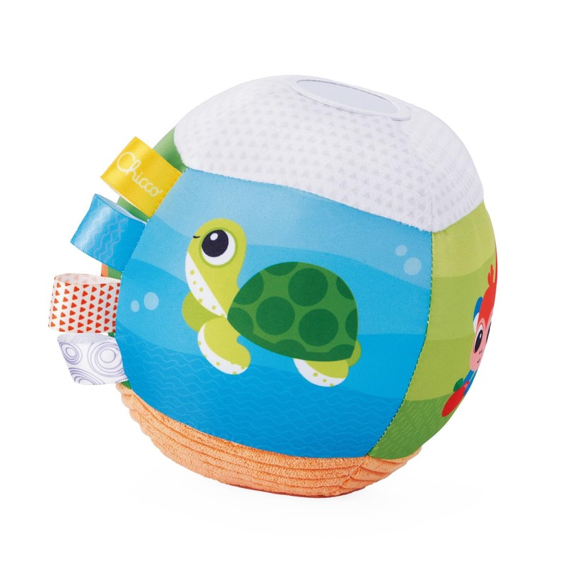 Chicco Soft Electronic Music Ball with Various Fabrics and Labels,