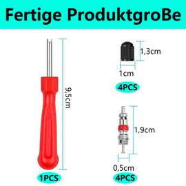 QZKJQDD Valve Core Remover Set, Car Valve Key, Tyre Valve Tool, Single Head Valve Core Remover, Valve Core Remover with 4 Valve Cores, for Car, Motorcycle, Bicycle