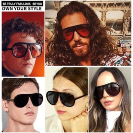 TruFabV Vintage Oversized Aviator Sunglasses for Women Men, 70s Retro Round Glasses (Tortoise Shell)