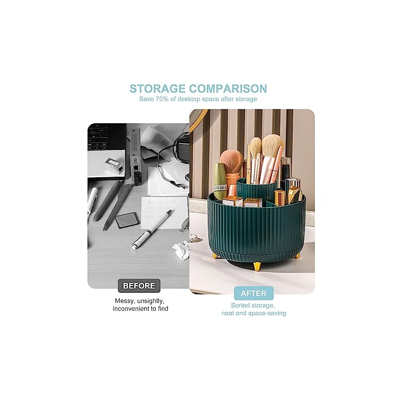 Cayxenful 360° Rotating Desk Organizer with 5 Compartments