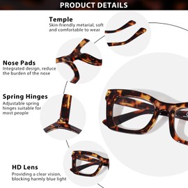 ZESAKER Oversized Square Reading Glasses for Women, Blue Light Blocking Computer Readers, Fashion Spring Hinge Readers for Women (Brown Tortoise,1.5)
