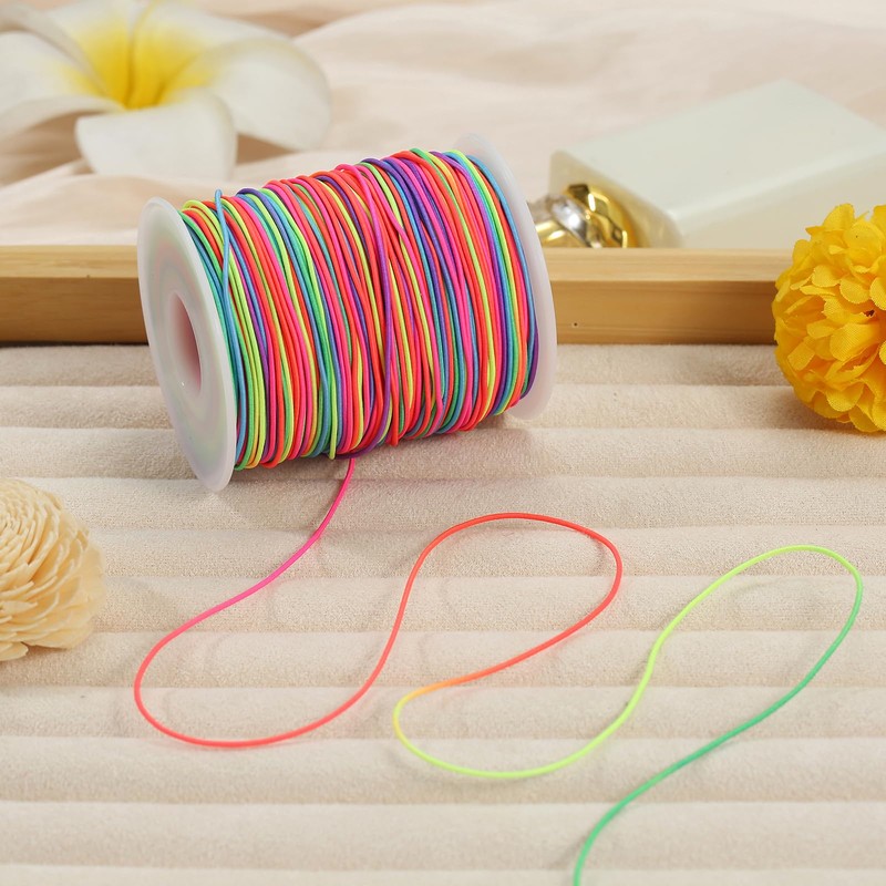 1mm x 100 M/328 Feet Rainbow Elastic String for Bracelet,